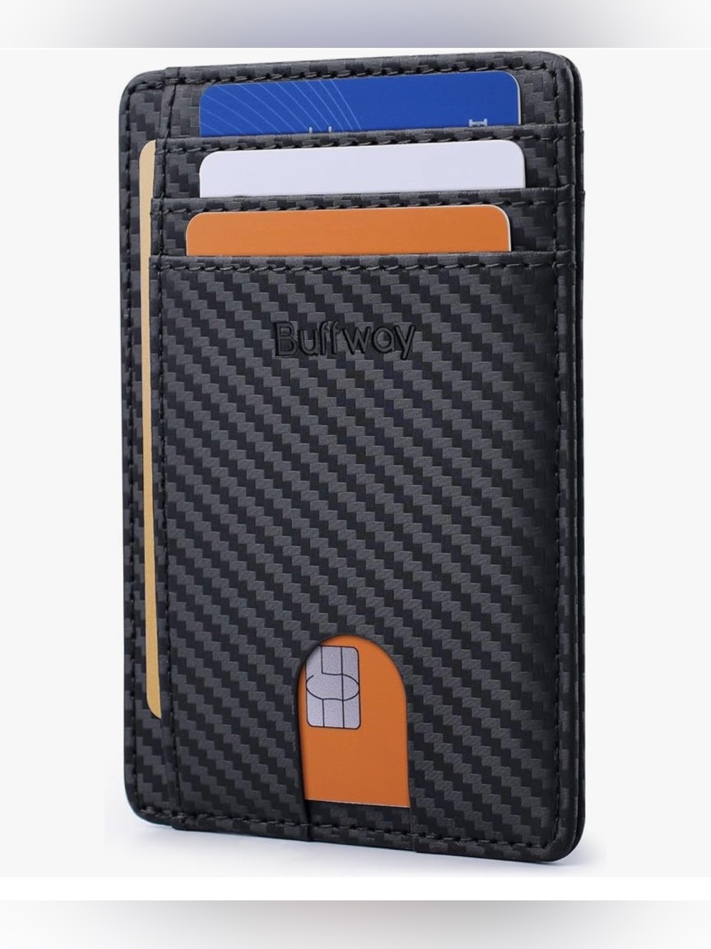 Slim Carbon Fiber Card & Key Holder - Black